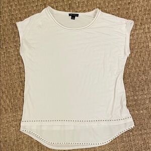 Tribal White Short Sleeve Top with Studded Hem XL